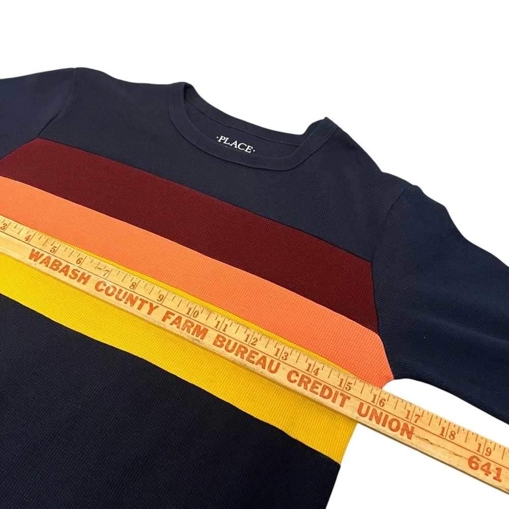 The‎ Childrens Place Long Sleeve Thermal Shirt Boys Size Large 10 12 Navy Stripe